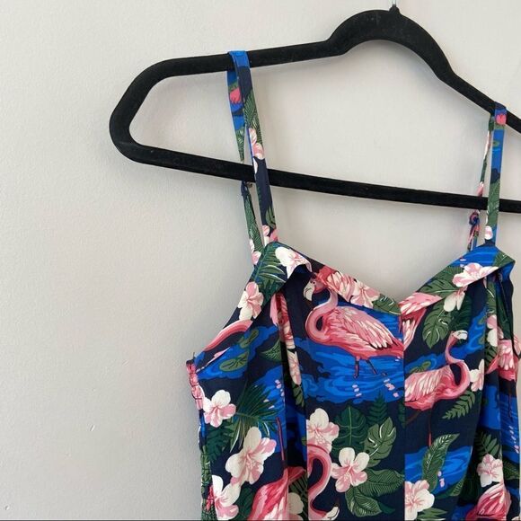 Revival-flamingo print Faux Wrap Midi Holiday/Sumner Dress - Picture 4 of 12